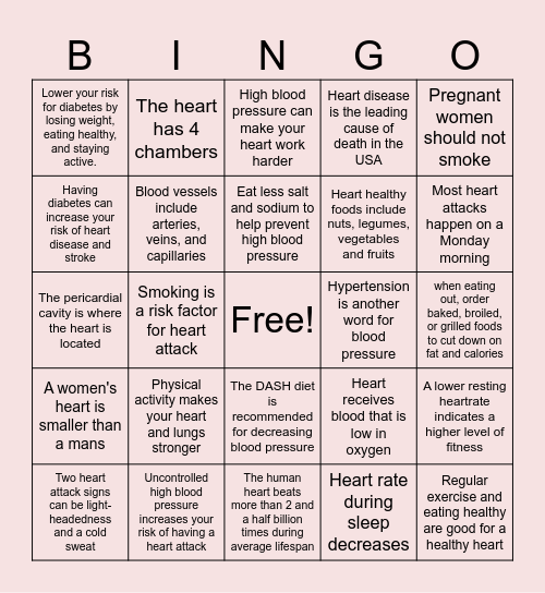 Heart Bingo Card