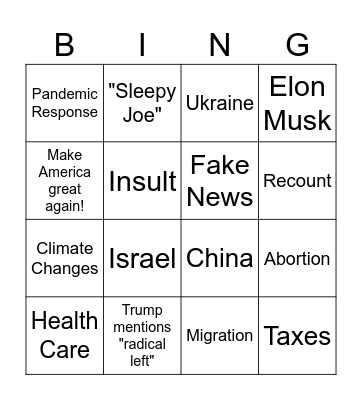 2024 Election Bingo Card
