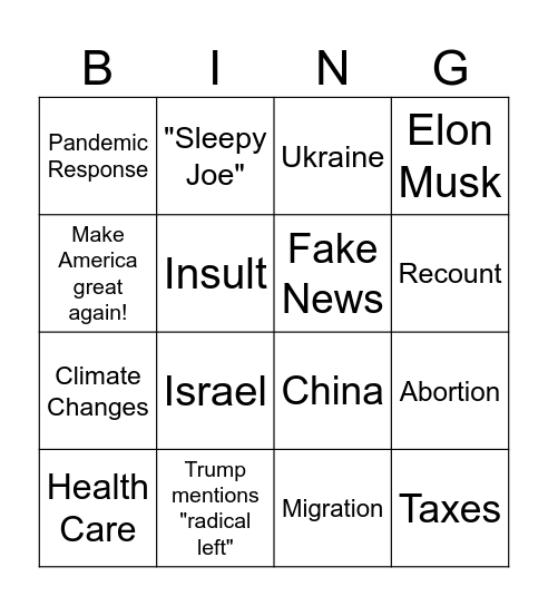 2024 Election Bingo Card