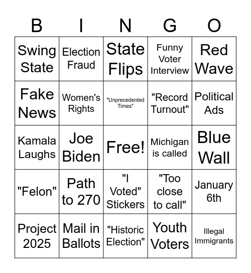 Election Day BINGO Card