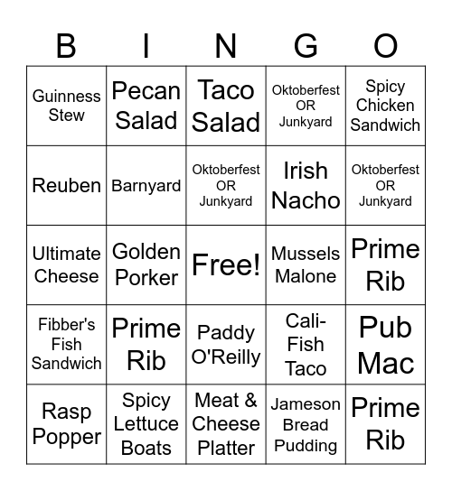 Blarney Bingo Card