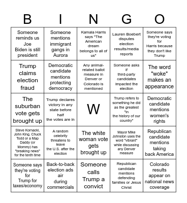 2024 Election Bingo Card