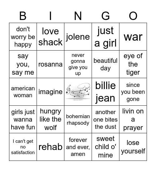 MUSIC Bingo Card