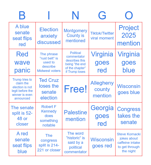 Election Night Bingo!!! Bingo Card