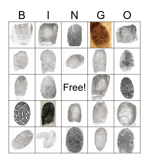 Finger print bingo Card