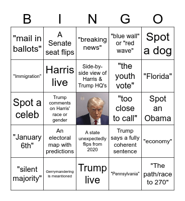 2024 Election Night BINGO Card