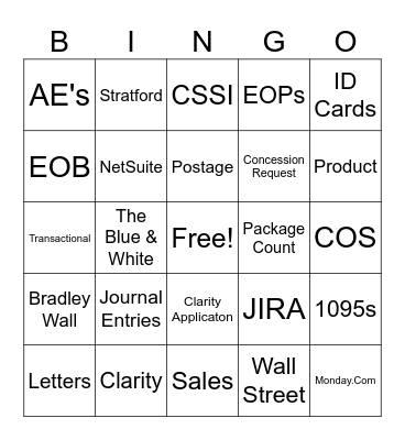 Clarity BINGO Card