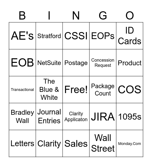 Clarity BINGO Card