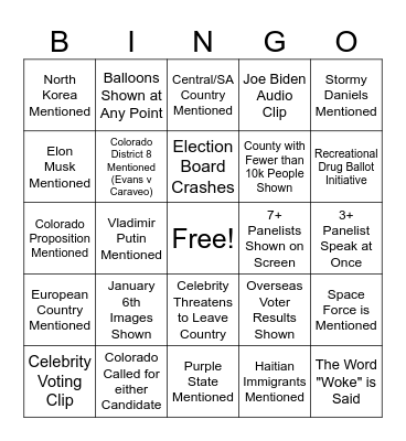 2024 Election Bingo Card