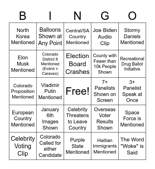 2024 Election Bingo Card