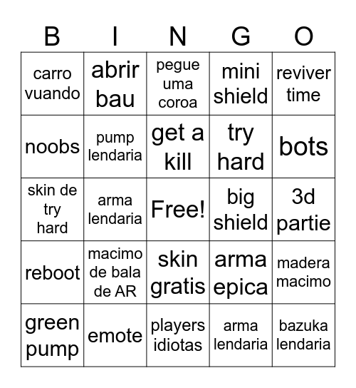 Fortnite Bingo Card