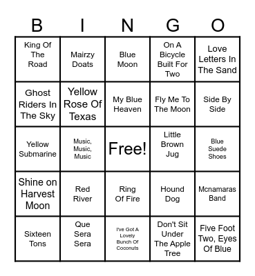 Music Bingo Card