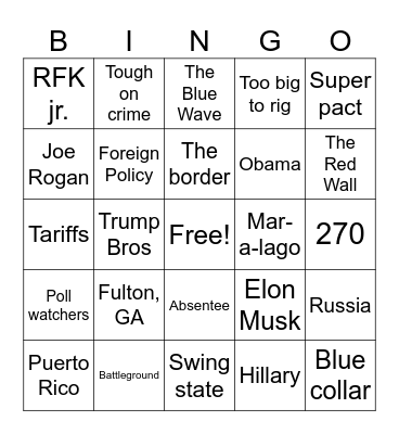 2024 Election Bingo Card