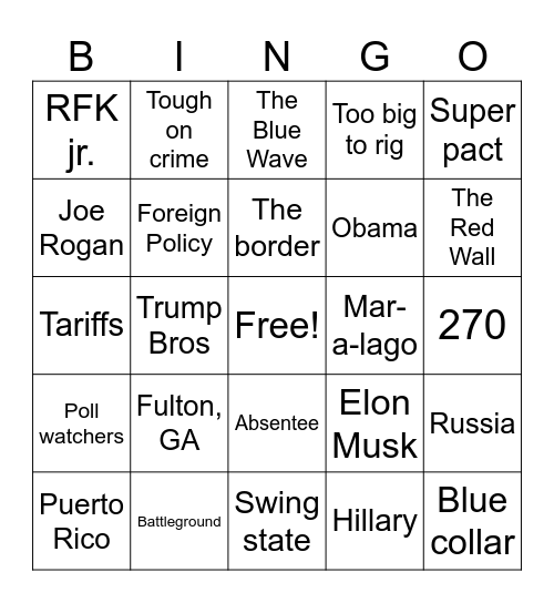 2024 Election Bingo Card