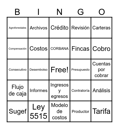 BINGO CRÉDITO, INGRESOS Y EGRESOS Bingo Card