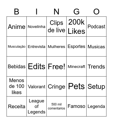 TikTok Bingo Card
