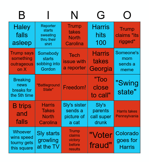 Election Night Bingo Card