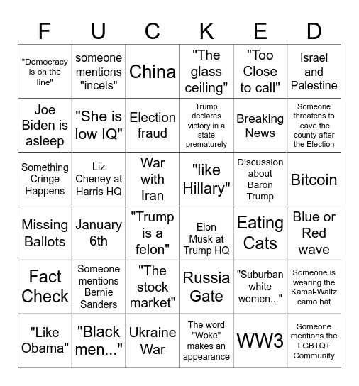 2024 Election Bingo Card