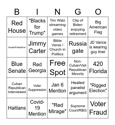 Presidential Bingo 7258 Bingo Card