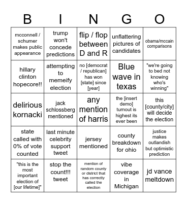 Election Day 2024!!!! Bingo Card