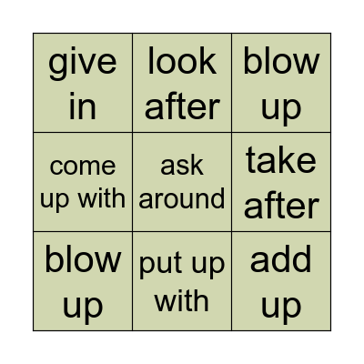 Phrasal Verbs - PART I Bingo Card