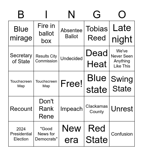 Election Night Bingo Card