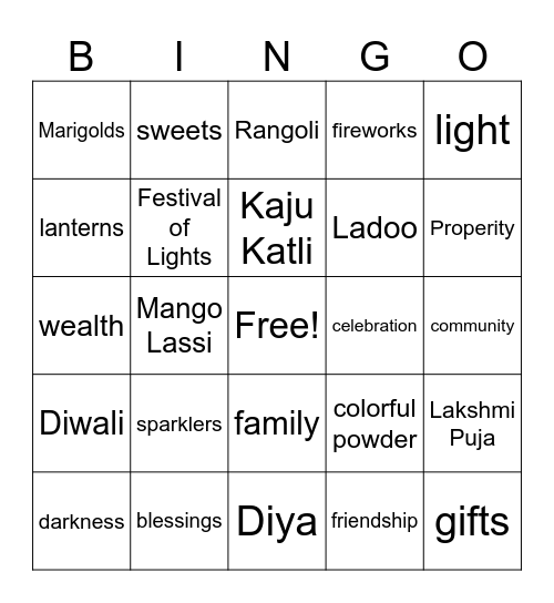 Diwali Bingo Card - Diwali Bingo 
