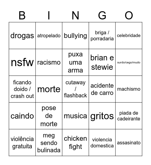 family guy bingo pt-br Bingo Card