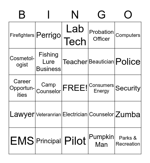 Career Bingo Card