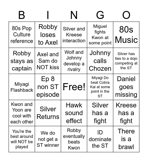 Part 2 Bingo Card