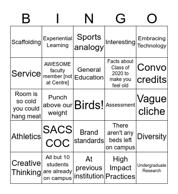 Opening Conference Bingo Card