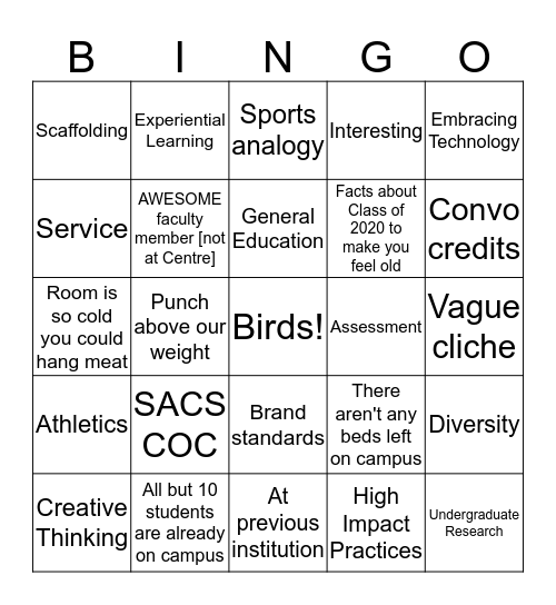 Opening Conference Bingo Card