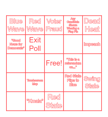 Election Night 2024 Bingo Card