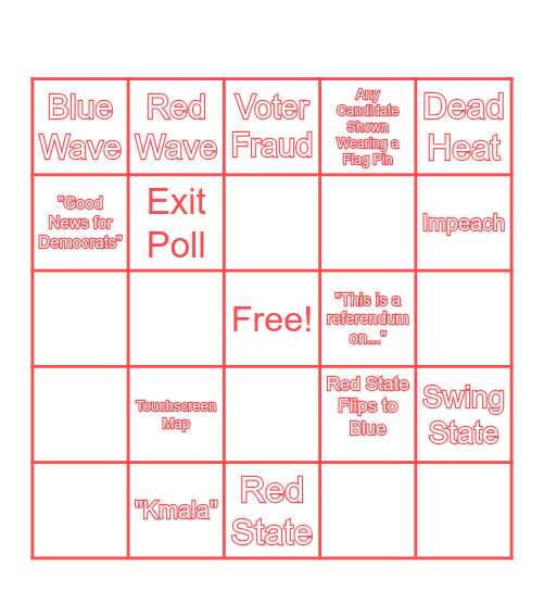 Election Night 2024 Bingo Card