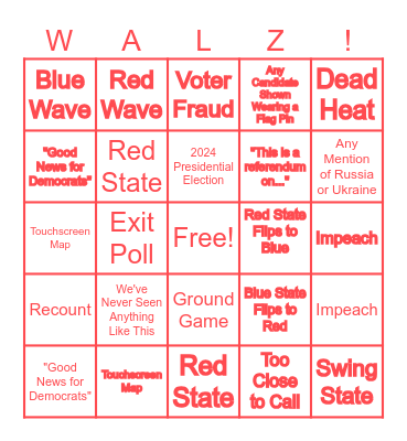 Election Night 2024 Bingo Card