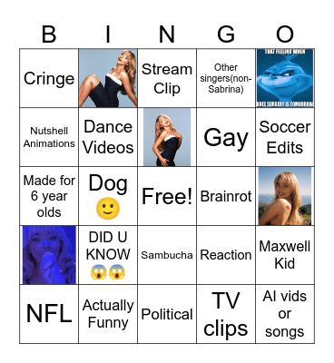 YT shorts bingo Card