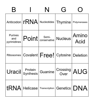 Biology Bingo Card