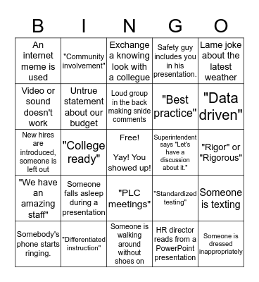 District Day  Bingo Card