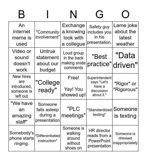 District Day  Bingo Card