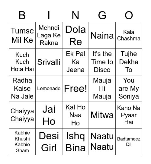 Diwali Bingo Card