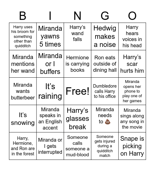 HARRY POTTER - 2 Bingo Card