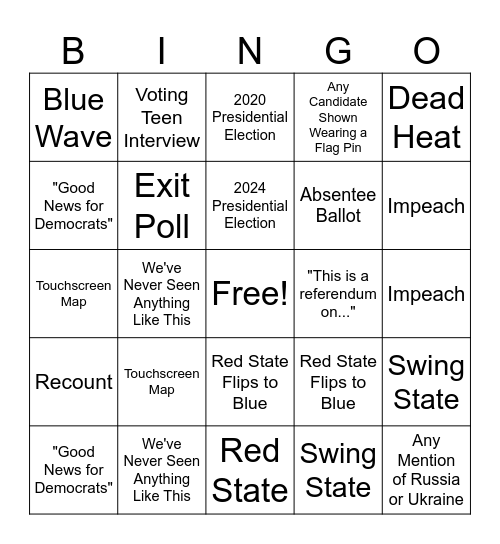 Election Night Bingo Card