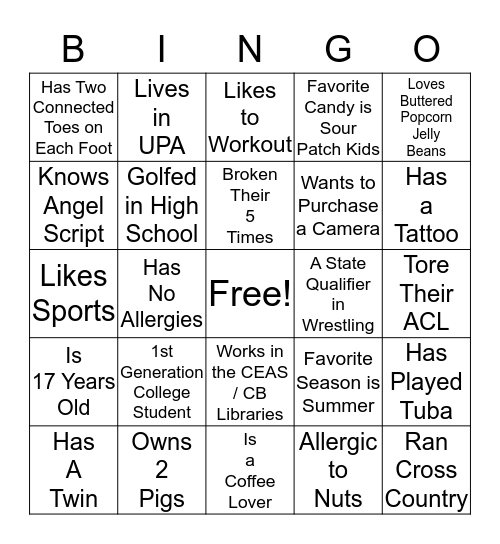 LC Bingo! Get To Know Me Bingo Card