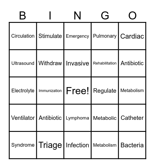 Spelling Bingo Card