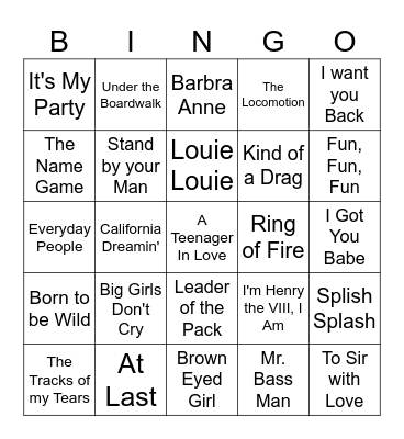 Music Bingo Card