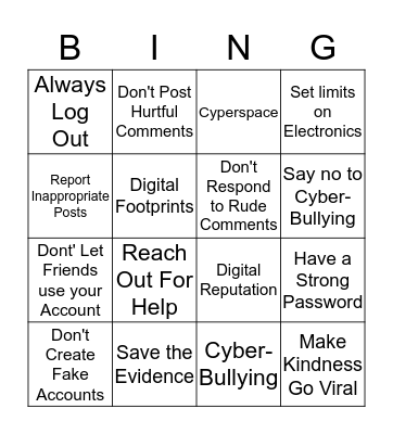 Cyber Smarts BINGO Card