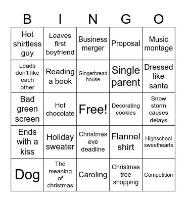 Christmas movie bingo Card