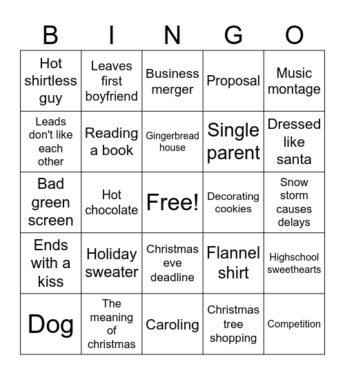 Christmas movie bingo Card