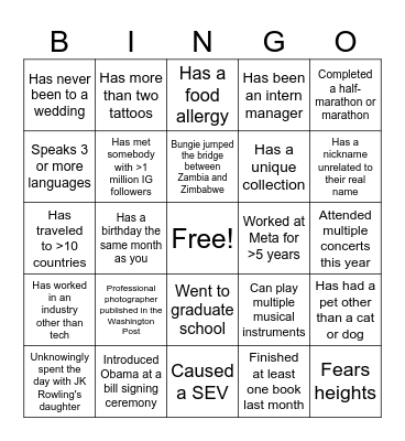 H&T Offsite! Bingo Card