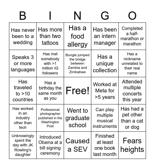H&T Offsite! Bingo Card
